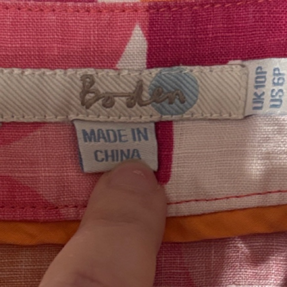 Boden Vibrant Pink and Orange Floral Dress 100% Linen - Picture 2 of 5
